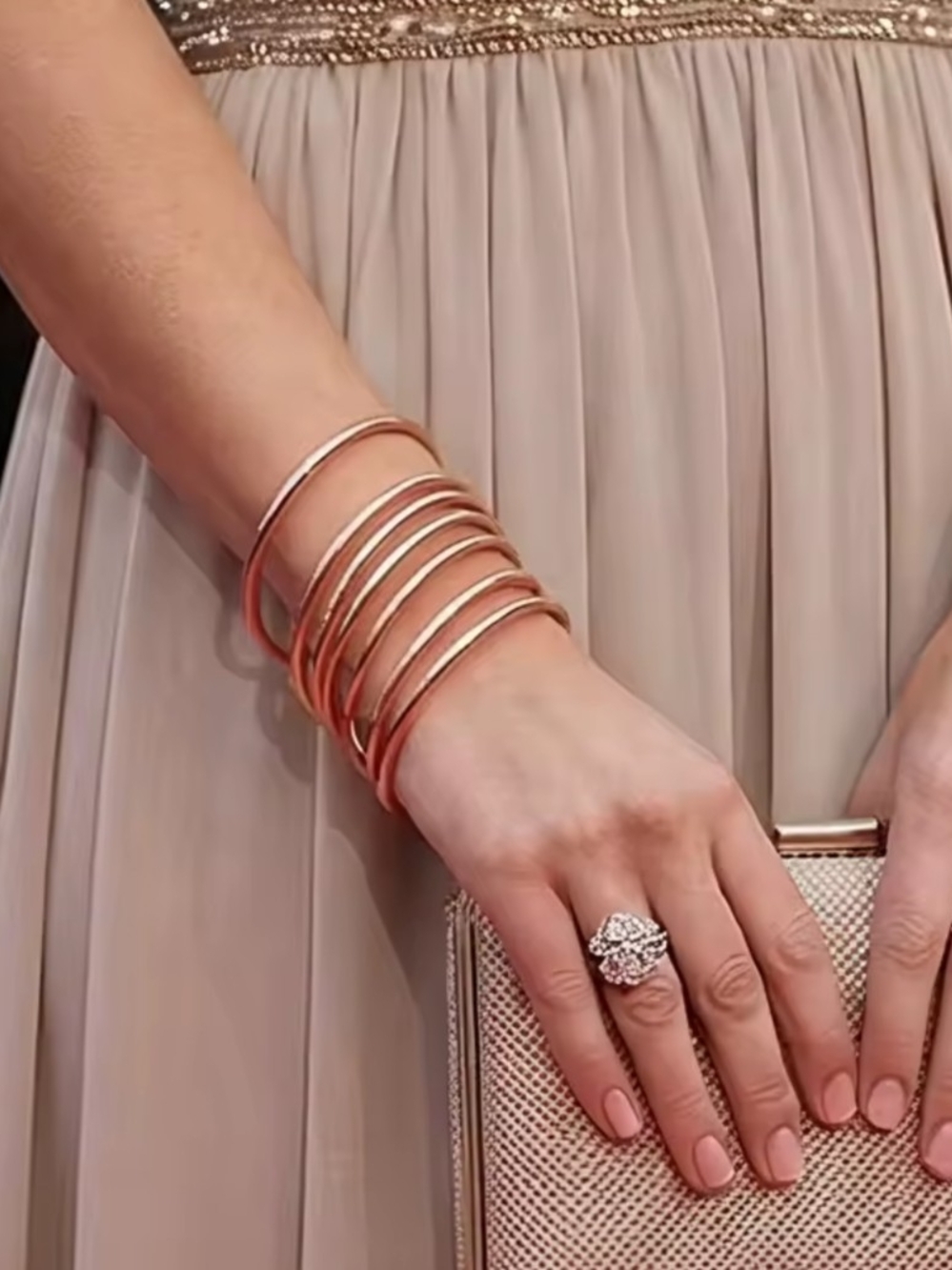 Gold Plated Multi Bangle Stackable Bracelet Set